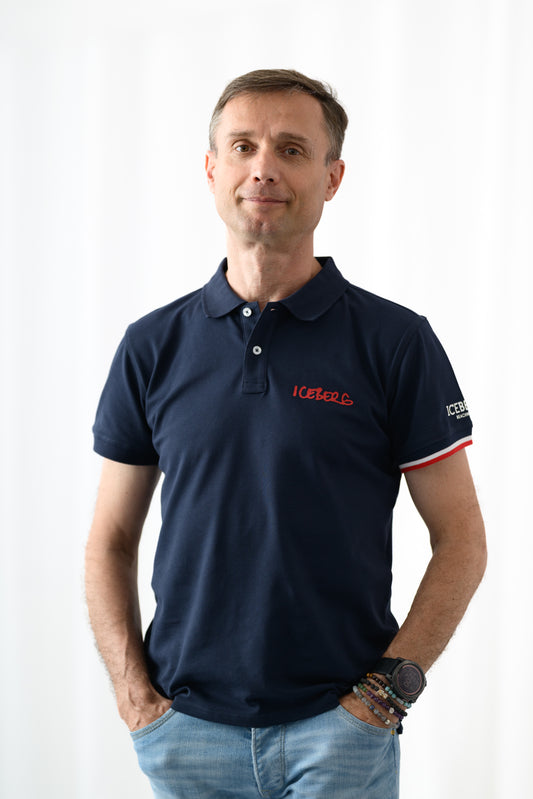 Iceberg Tricou barbati guler si maneca scurta Bleumarin HB0006-BLM