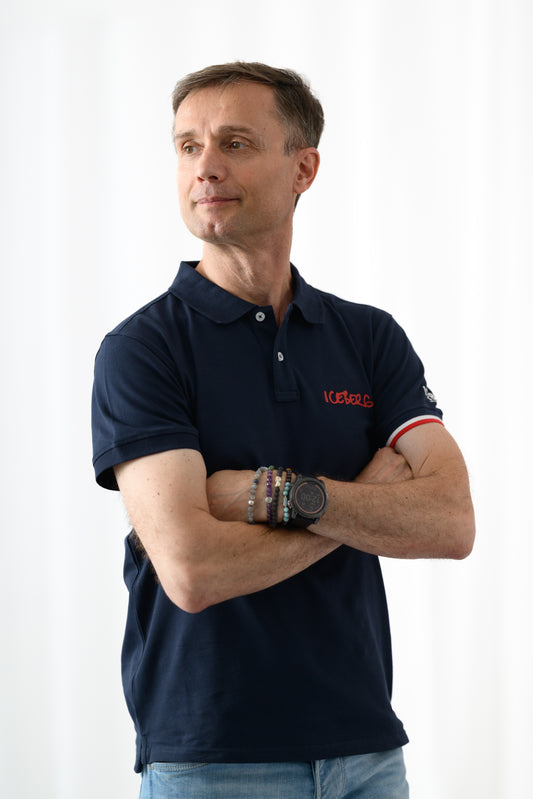 Iceberg Tricou barbati guler si maneca scurta Bleumarin HB0006-BLM