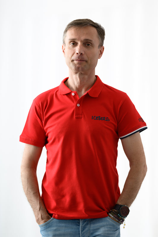 Iceberg Tricou barbati guler si maneca scurta Rosu HB0006-RS