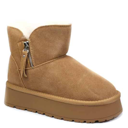 Feeling Ghete dama piele naturala 5908 camel velur ID4185-CMLV
