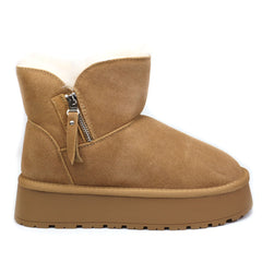 Feeling Ghete dama piele naturala 5908 camel velur ID4185-CMLV
