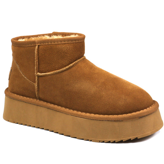 Soprani Couture Ghete dama Huge Platform stil UGG SCW421P05 camel velur ID4351-CMLV