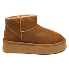 Soprani Couture Ghete dama Huge Platform stil UGG SCW421P05 camel velur ID4351-CMLV