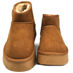 Soprani Couture Ghete dama Huge Platform stil UGG SCW421P05 camel velur ID4351-CMLV