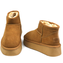 Soprani Couture Ghete dama Huge Platform stil UGG SCW421P05 camel velur ID4351-CMLV