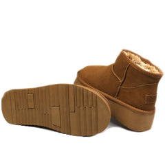 Soprani Couture Ghete dama Huge Platform stil UGG SCW421P05 camel velur ID4351-CMLV