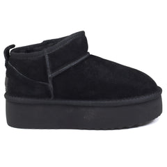 Energy Ghete dama talpa groasa stil UGG I1250 negru velur ID4376-NGV