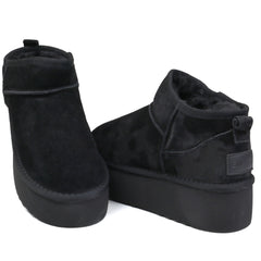Energy Ghete dama talpa groasa stil UGG I1250 negru velur ID4376-NGV