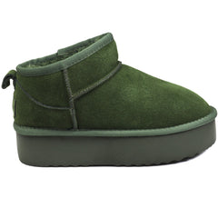 Energy Ghete dama talpa groasa stil UGG I1250 verde velur ID4376-VRDV