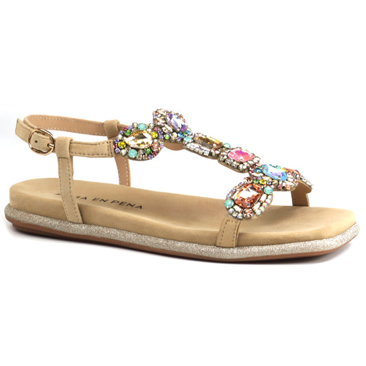 Alma En Pena Sandale dama V251601 bej velur ID4474-BJV