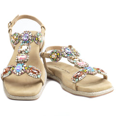 Alma En Pena Sandale dama V251601 bej velur ID4474-BJV