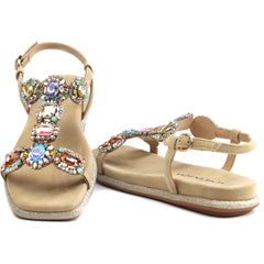 Alma En Pena Sandale dama V251601 bej velur ID4474-BJV