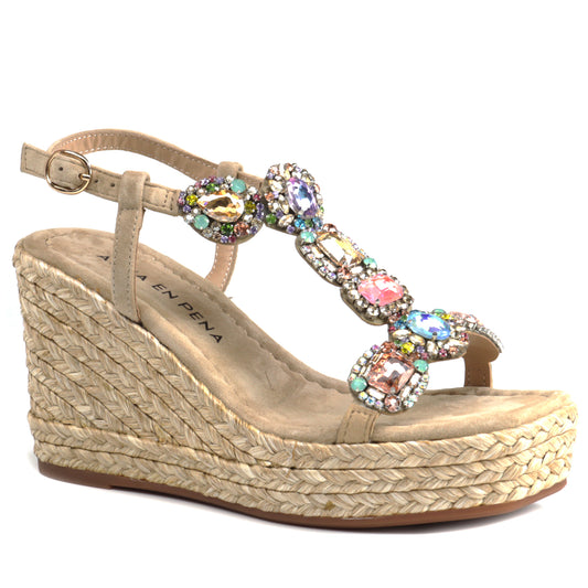 Alma En Pena Sandale dama V251270 bej velur ID4475-BJV