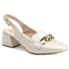 AGA Pantofi dama decupati PFA 1523.3015 CREAM/GOLD ID4501-CRMG