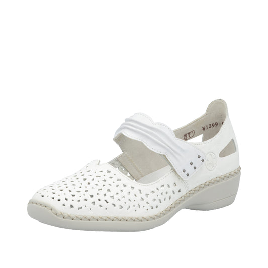 Rieker Pantofi dama perforati 41399 80 alb ID4587-ALB