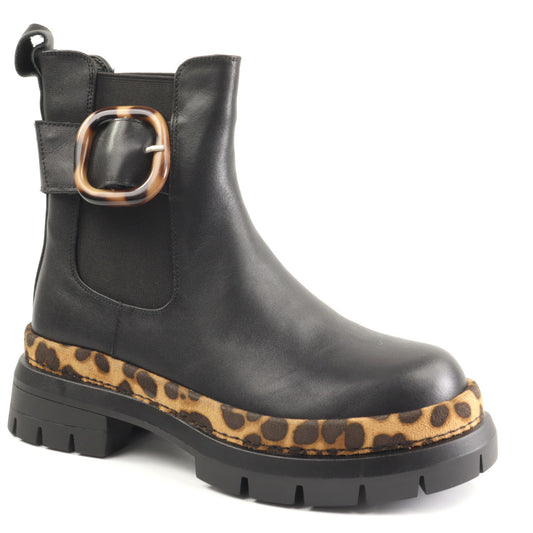 Feeling Ghete dama piele naturala ZPA881 N3369 BLACK/LEOPARD ID4926-BKLEO
