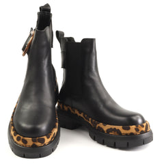 Feeling Ghete dama piele naturala ZPA881 N3369 BLACK/LEOPARD ID4926-BKLEO