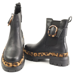 Feeling Ghete dama piele naturala ZPA881 N3369 BLACK/LEOPARD ID4926-BKLEO