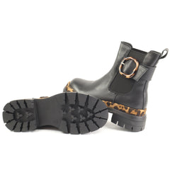 Feeling Ghete dama piele naturala ZPA881 N3369 BLACK/LEOPARD ID4926-BKLEO