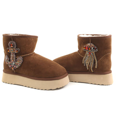 Alma En Pena Ghete dama stil UGG I251439 camel velur ID4972-CMLV