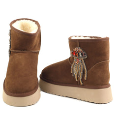 Alma En Pena Ghete dama stil UGG I251439 camel velur ID4972-CMLV