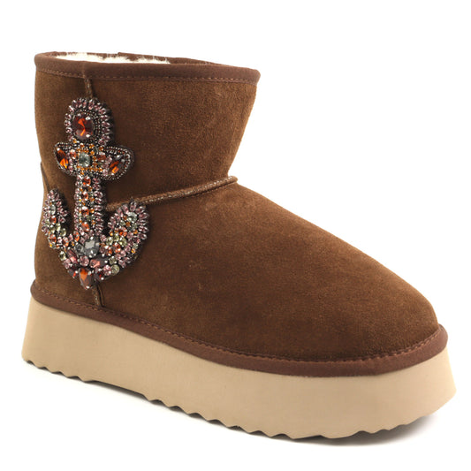 Alma En Pena Ghete dama stil UGG I251439 camel velur ID4972-CMLV