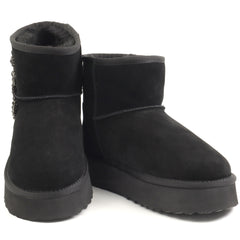 Alma En Pena Ghete dama stil UGG I251439 negru velur ID4972-NGV