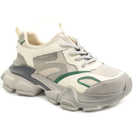 Franco Gerardo Pantofi dama piele naturala Y5786 CREAM/GREEN ID5056-CRMGR