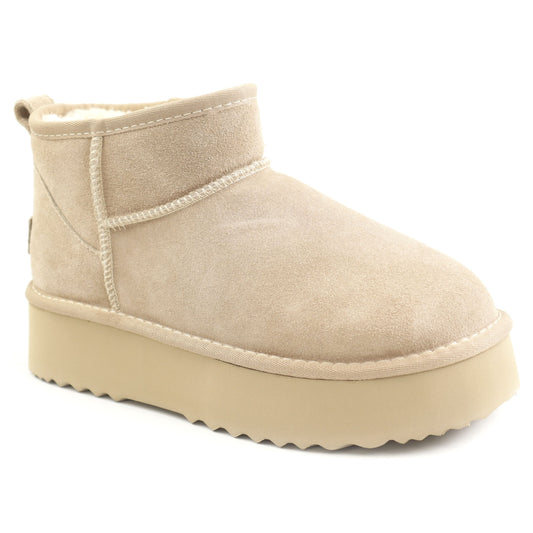 Anna Viotti Ghete dama Water Resistant, stil UGG D113 MORES DB MINI gri velur ID5140-GRIV