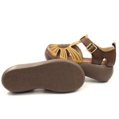 Formazione Pantofi dama decupati piele naturala 10682 YELLOW/BROWN ID5376-YELBR