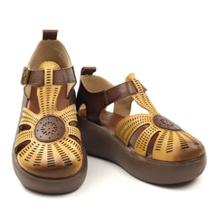 Franco Gerardo Pantofi dama decupati piele naturala 10682 YELLOW/BROWN ID5376-YELBR