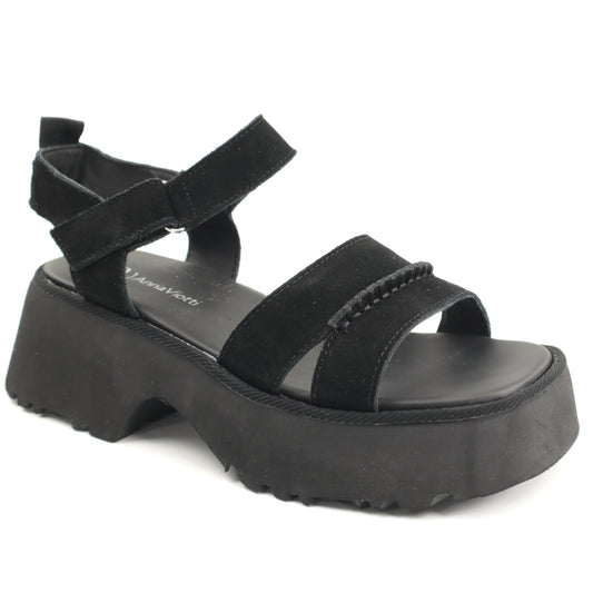 Anna Viotti Sandale dama piele naturala D113 OWS003 1BLACK BLACK ID5429-BLK
