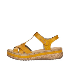 Rieker Sandale dama piele naturala V0919 68 galben ID5474-GLB