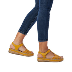 Rieker Sandale dama piele naturala V0919 68 galben ID5474-GLB