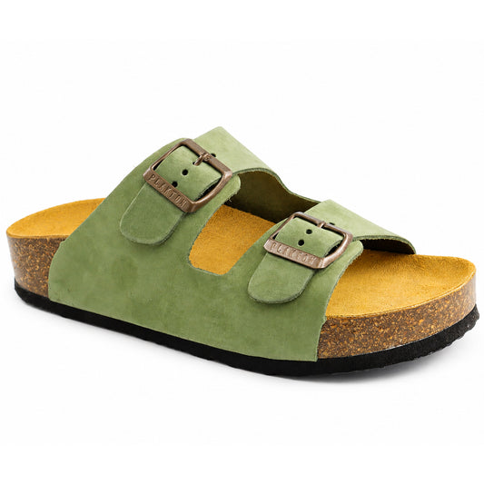 Plakton Papuci dama piele naturala 340010 OLIVE ID5522-OLV