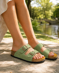 Plakton Papuci dama piele naturala 340010 OLIVE ID5522-OLV
