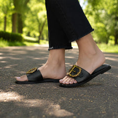Pass Collection Papuci dama piele naturala AGQS80013A 01 N negru ID5531-NG