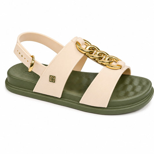 Zaxy Sandale dama GLAM SAND 19222 BS893 OFF WHITE/GREEN ID5545-OFGRN