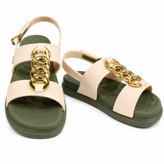 Zaxy Sandale dama GLAM SAND 19222 BS893 OFF WHITE/GREEN ID5545-OFGRN