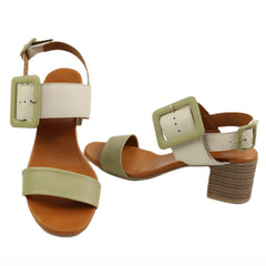 Anna Viotti Sandale dama piele naturala D58 3037 WHITE/GREEN ID5567-WGREEN