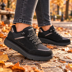 Skechers Pantofi dama Slip ins piele intoarsa naturala KEEPSAKES COZY STREET HIKER E 190196 BBK ID5715-BBK