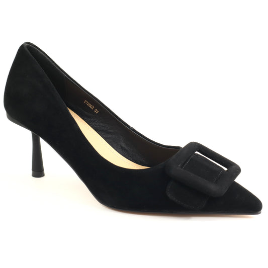 Fiore Fino Pantofi dama piele naturala 272602 negru velur ID5758-NGV