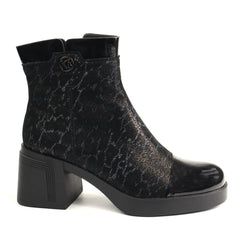 Karisma Ghete dama piele naturala 1DL90020B O7 I negru print ID5770-NGPR