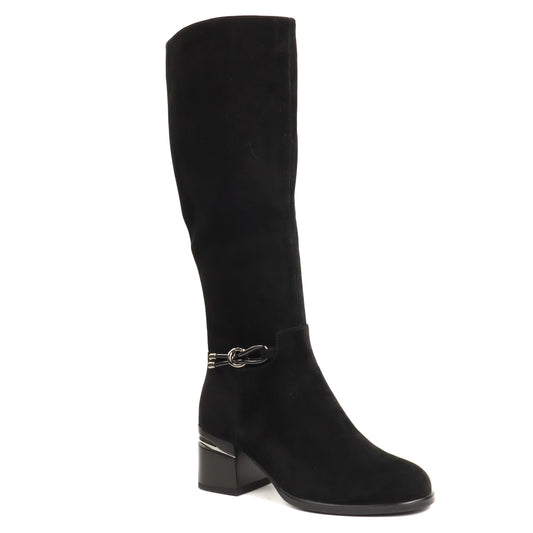 Fiore Fino Cizme dama piele naturala 2709039 negru velur ID5781-NGV