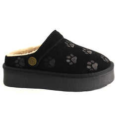 Pass Collection Saboti dama piele naturala, imblaniti P1Z870004A 01 I negru velur ID5803-NGV