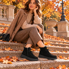 Anna Viotti Ghete dama piele naturala D111 SD5231 negru velur ID5810-NGV