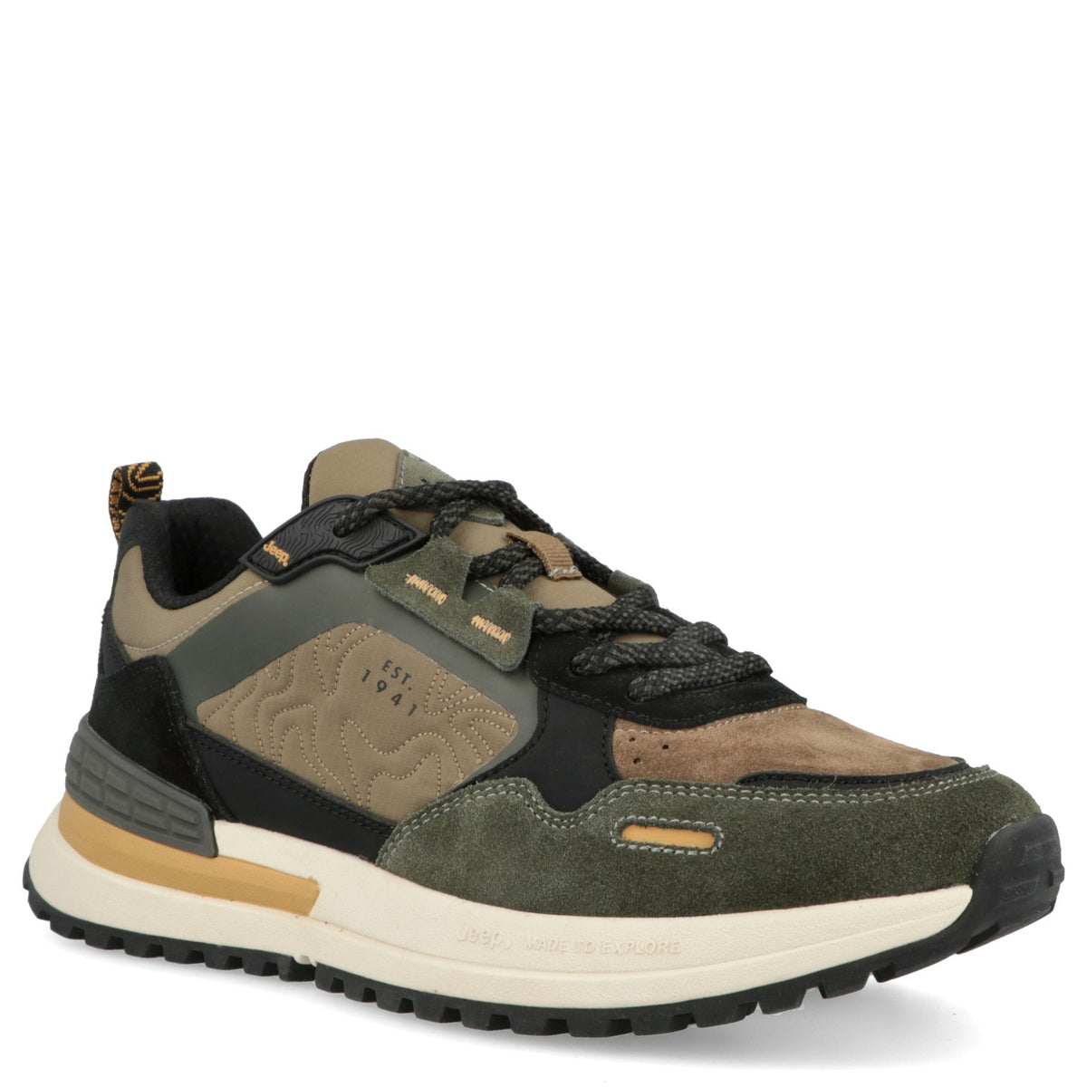 JEEP SNEAKERS BARBATI GROUND JM52080A BLACK/KHAKI IB2755-BLKHA