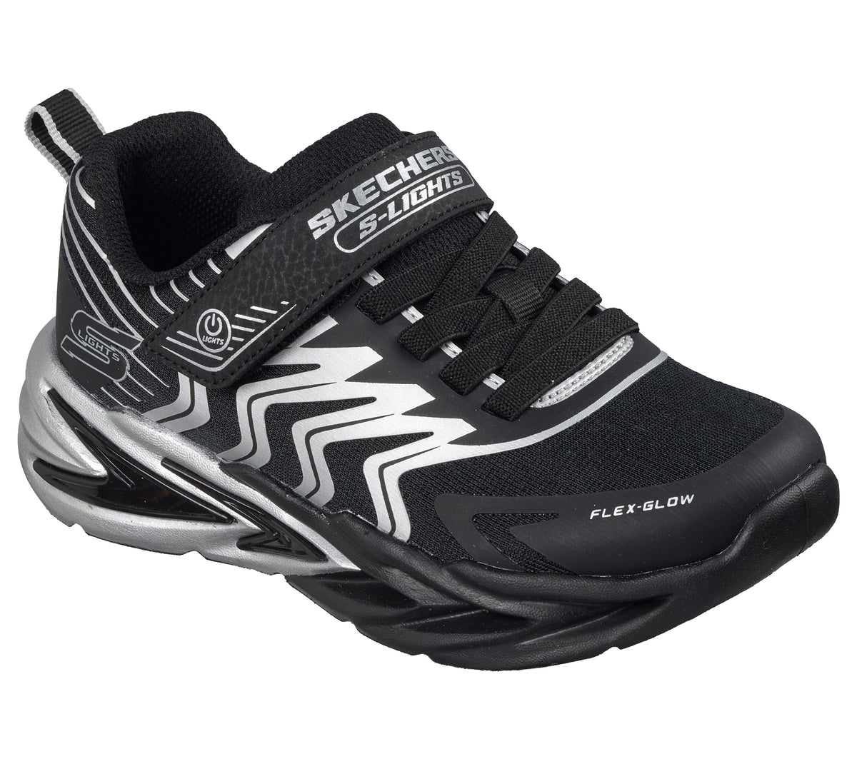 Skechers Pantofi copii baieti sport FLEX GLOW ULTRA PRISM PACER 400141LC BLACK/SILVER ICB0122-BKSL