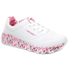 Skechers Pantofi copii fete sport alb+rosu ICF0041-ALB+RS