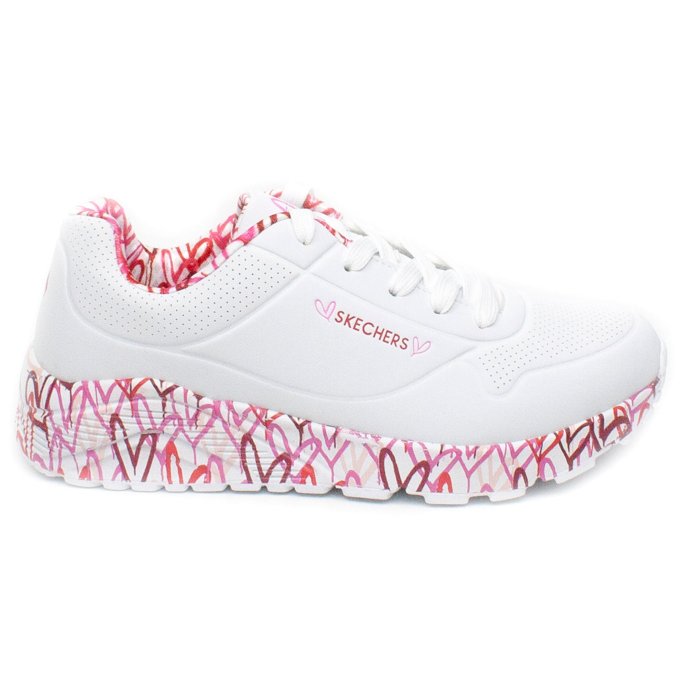 Skechers Pantofi copii fete sport alb+rosu ICF0041-ALB+RS